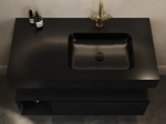 Plan vasque avec lavabo intégré au angle arrondi, L. 60 à 200 cm x l. 40 à 60 cm, résine minérale ACRYSTONE® de couleurs, Finition lisse, Livraison Offerte et Rapide.